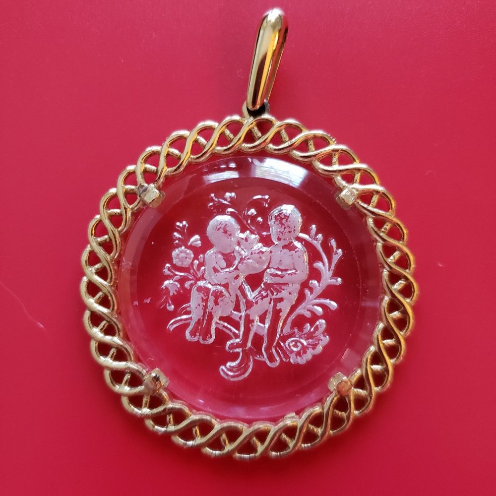 1960 Trifari Acrylic Family Pendent